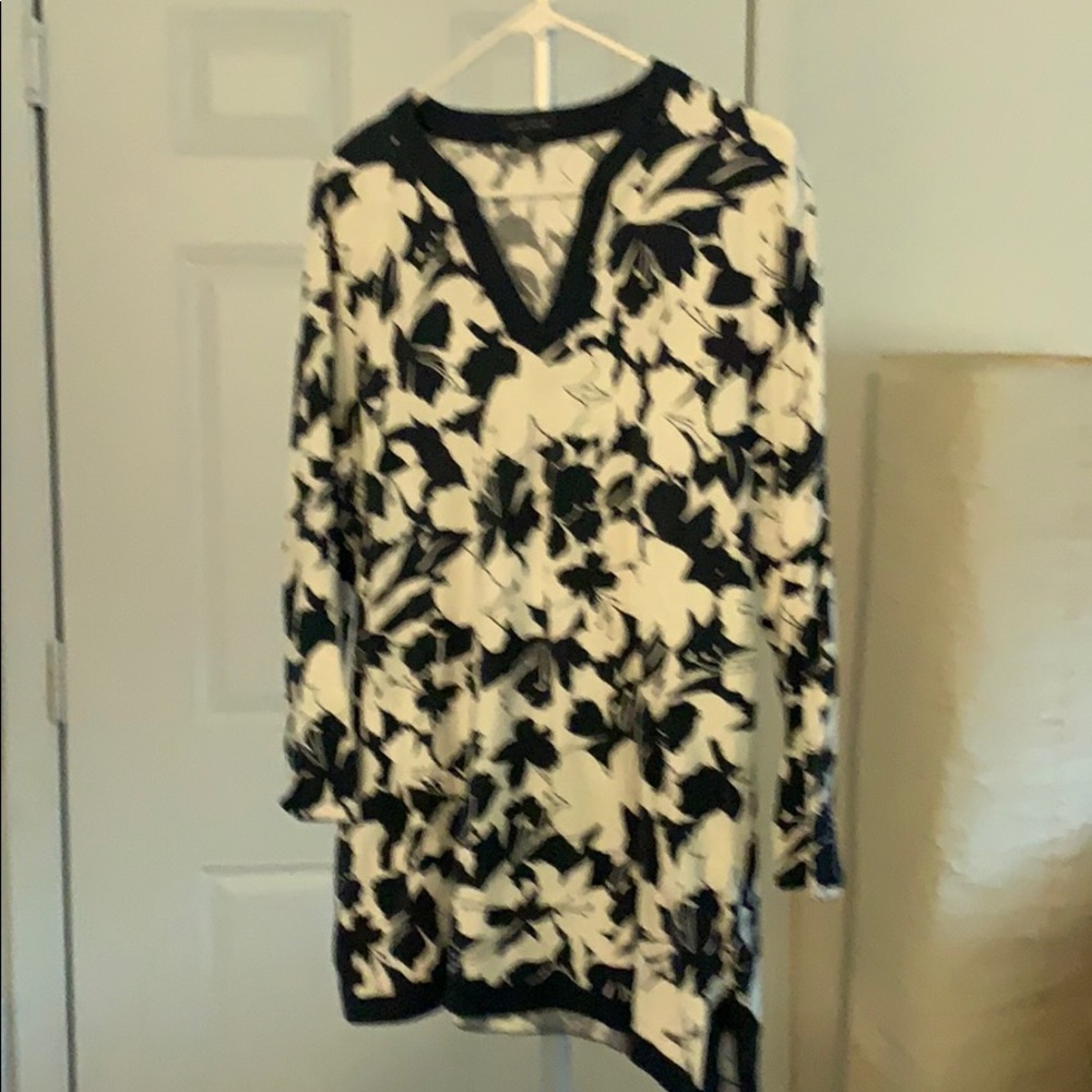 Navy and white floral tunic